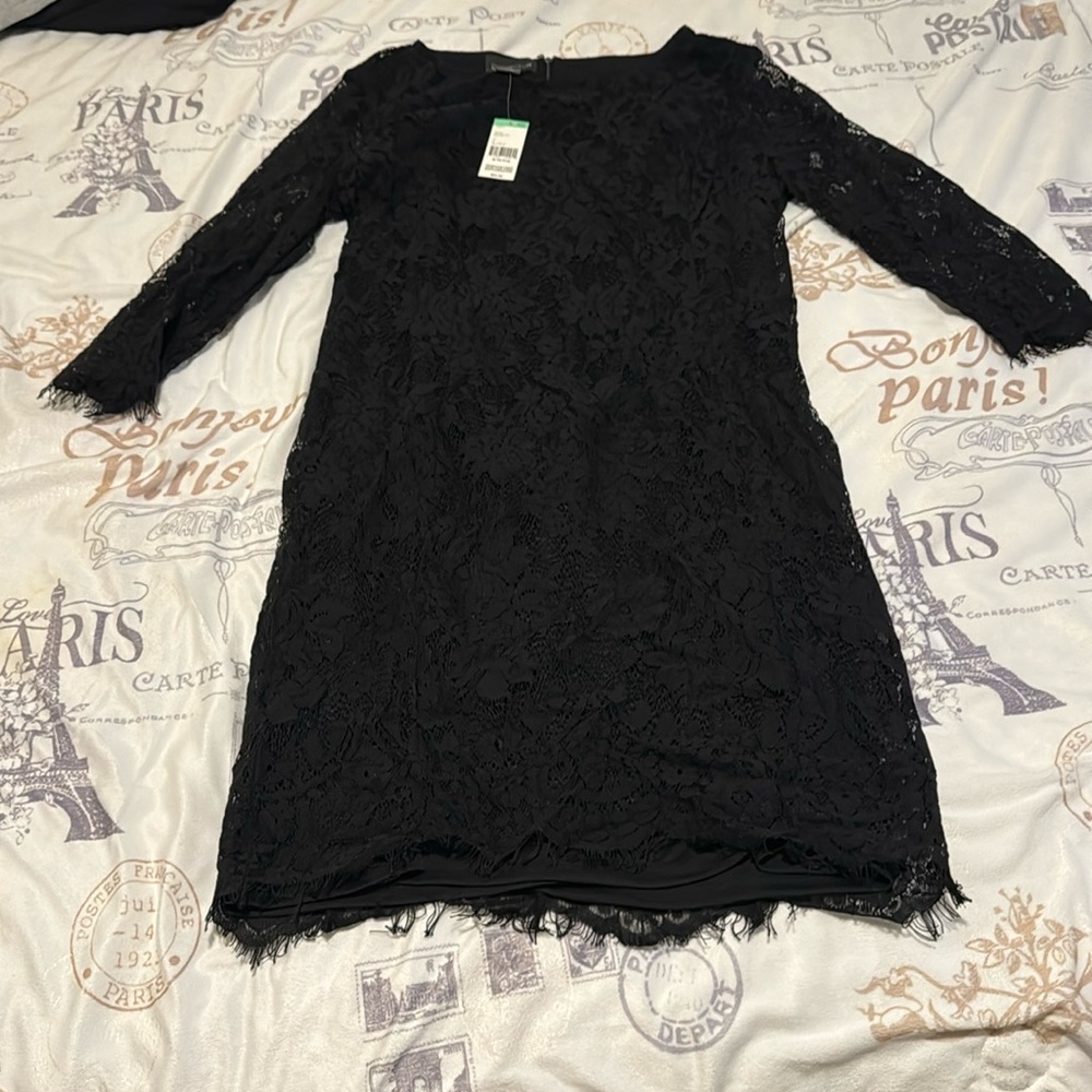 Petite black lace dress, short, size M petite